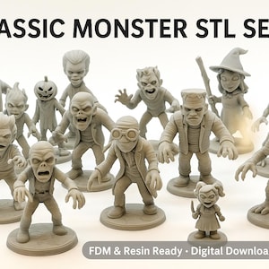Classic Monsters Mini Collection – 17 Stylized Miniatures | FDM & Resin 3D Prints | Digital Download