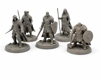 Miniaturas de aventureros de fantasía (STL) – 5 figuras de fiesta de D&D para impresión 3D