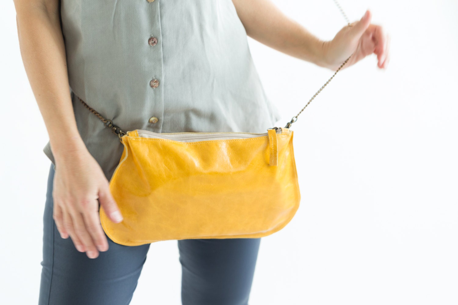 Yellow Crossbody Bags leather Yellow purse leather clutch Etsy