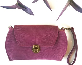 Leather purple wristlet wallet, womens Leather Wristlet Purse, leather Clutch, Clutch Wristlet, Gift For Woman, Leather Wallet for women