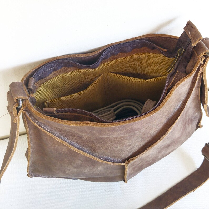 Yellow Leather Crossbody Bags Mustered Messenger Bag Yellow Etsy