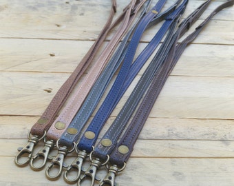 Leather lanyard, leather lanyard, key strap, Leather neck strap, ID holder badge, men gift, women gift