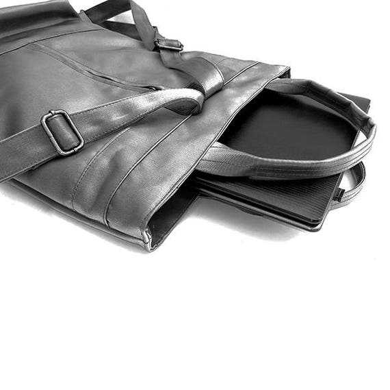 Items similar to Black vegan leather rucksack, Eco Leather backpack ...