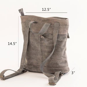 Gray soft Italian Leather backpack for women, 13 laptop bag image 6