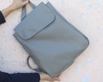 Gray Backpack purse, women Laptop Backpack, Vegan leather Backpack, backpack women, vegan rucksack, Travel backpack, Diaper Backpack,  Gift