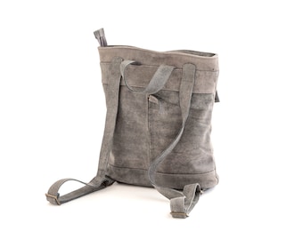 Mochila de cuero, Mochila de bolso, Bolsa de mensajero, Mochila gris, Bolso de mujer, Bolso de estudiante, Bolso de cuero, Bolsa de libro gris, Regalo