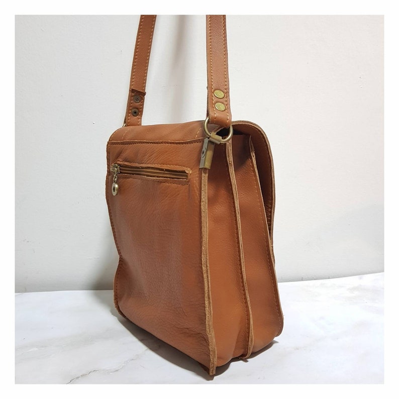 Black Soft Crossbody Leather Men Bag, Long Strap Crossbody Bag Camel