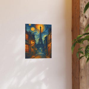 Starry Paris Van Gogh View,Eiffel Tower Art Poster, Vintage Wall Art, Parisian Decor, Travel Love Gift, Home Artwork, Cozy Room Decor
