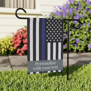 Personalisierte Outdoor Banner, Polizist dünne blaue Linie Garten Flagge, Unterstützung der Strafverfolgung, LEO Yard Schild, Back the Blue Dekor, Cop