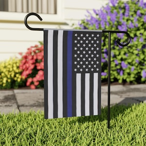 Outdoor Banner, Police Officer Thin Blue Line Garden Flag, Law Enforcement Support, LEO, Patriotic Yard Sign, Back the Blue Decor, Cop