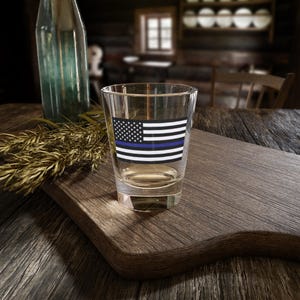 Thin Blue Line Shot Glass, Police Officer Gift, Cop Appreciation, Shot Glass, Law Enforcement gift, Unique Barware