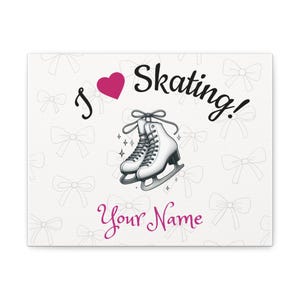 Arte em tela personalizada sobre patinação, decoração de parede "Eu amo patinação", arte personalizada para presente de patinação no gelo para patinadores, patinadores artísticos