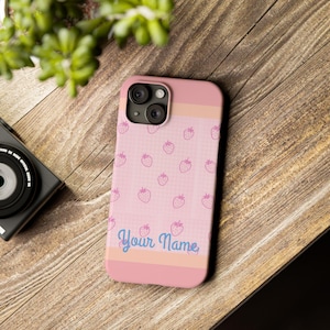 Personalized Pink Strawberries Slim Phone Case - Personalized Gift, Custom Design Cover, Cute Cellphone Case, Phone Accessories