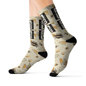 Whimsical Queen Bee Pattern Socks