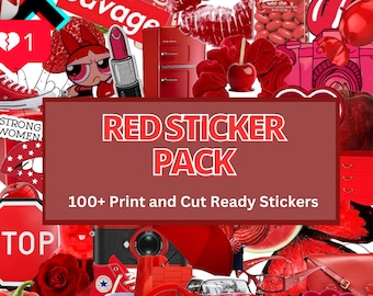 Red Graphics Clipart Set: 100+ High-Res PNG Files (Digital Download)