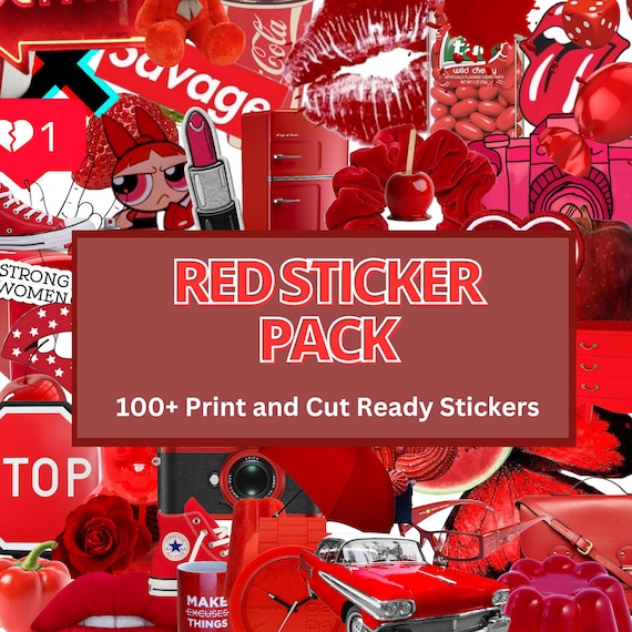 Red Graphics Clipart Set: 100+ High-Res PNG Files (Digital Download)