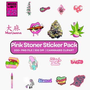 Stoner Chic Pink Aesthetic Art Bundle - Instant Download PNG Collection