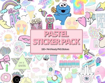 Pastel Sticker PNG Bundle: High-Res Graphics (Digital Download)