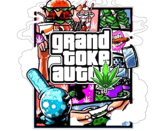 Grand Toke Auto Parody Art: Retro Stoner Video Game Poster (Digital Download)
