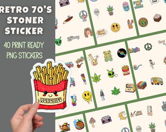 レトロな70年代ストーナーステッカーデザイン | デジタルPNGファイル