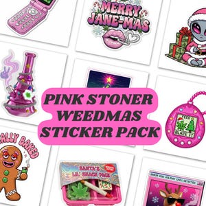 Y2Kushmas PNG Sticker Pack/Pink Holiday/Stoner Christmas