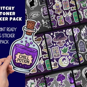 Witchy Stoner Sticker Pack, 300 DPI, Stoner PNG, Instant Download, Digital Stickers, Fun Collection