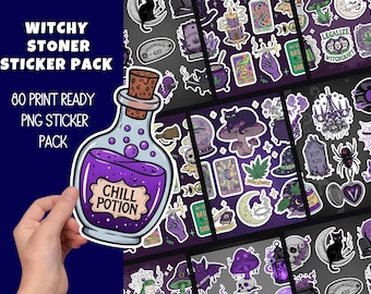 Stoner Whitchy Sticker Pack, 300 DPI, Stoner PNG, Instant Download, Digital Stickers, Fun Collection