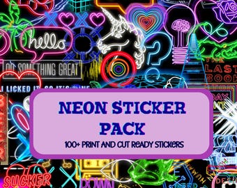 Neon PNG Clipart Bundle, Glow Effect Graphics (Instant Download)