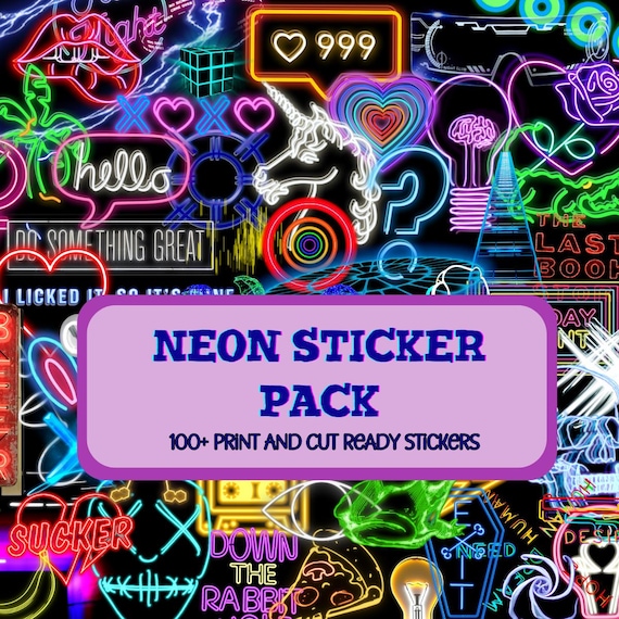 Neon PNG Clipart Bundle, Glow Effect Graphics (Instant Download)