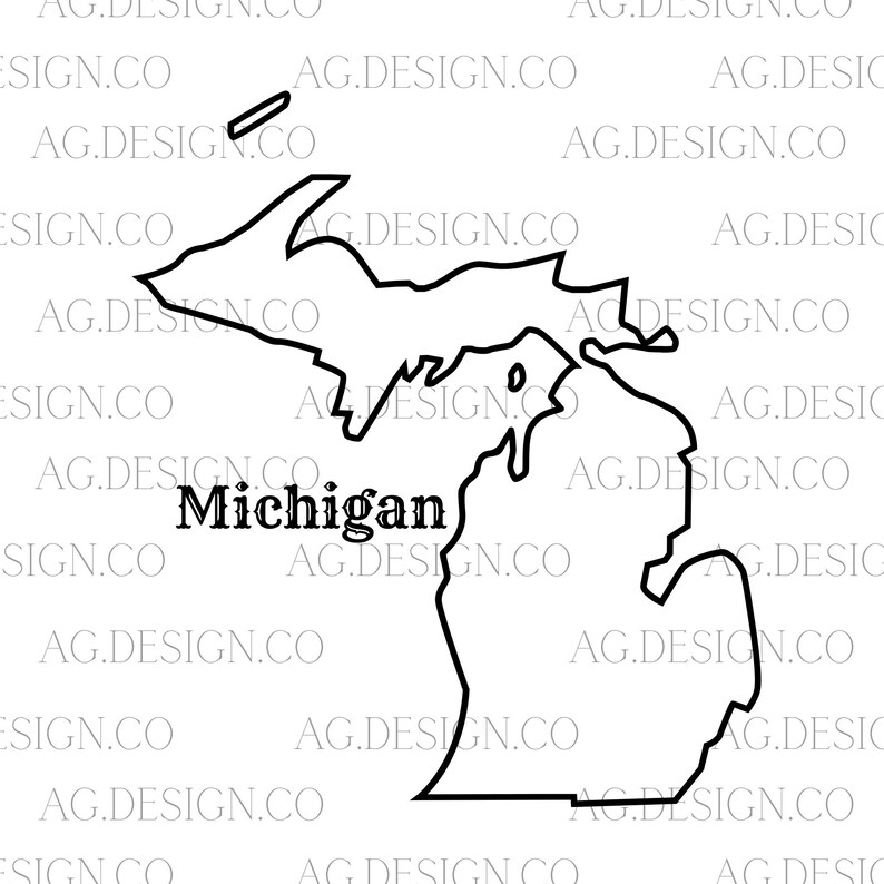 Michigan State Outline SVG | Michigan Clipart | State Silhouette ...