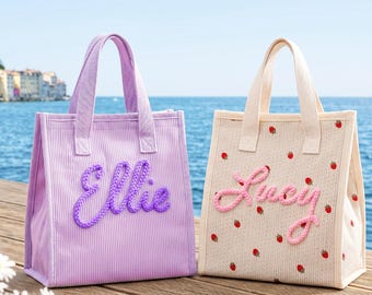 Personalized Lunch Bag, Custom Name Soft Insulated Tote for Work School Picnic Back To School Gift For Her