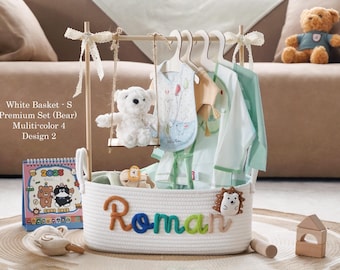 Custom Name Baby Shower Gift Basket with Swing & Hanger Stand