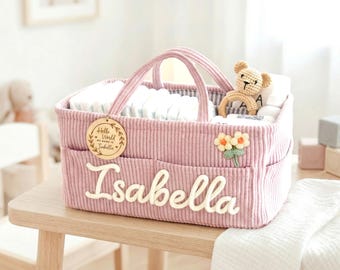 Organizador de pañales rosa palo: organizador personalizado para la habitación del bebé con nombre.