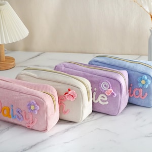 Custom Corduroy Pouch , Custom Cosmetic bags,Large Yarn Name Makeup Bag, Toiletry Bags, Summer Travel , Gift pouch ,Birthday Gift For Girls