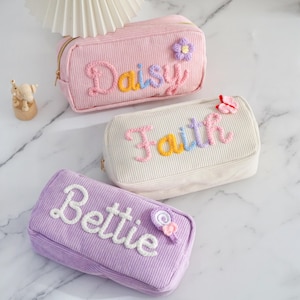 Custom Corduroy Pouch , Custom Cosmetic bags,Large Yarn Name Makeup Bag, Toiletry Bags, Summer Travel , Gift pouch ,Birthday Gift For Girls