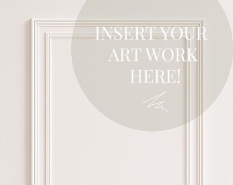 Vertical 2:3 Frame Wall Art Mockup | White Frame PSD & JPEG | Minimal Interior Digital Mockup | Smart Object Frame for Artwork | Digital