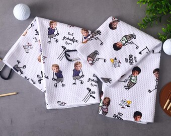 Custom Photo Golf Towel, Personalized Gift for Dad