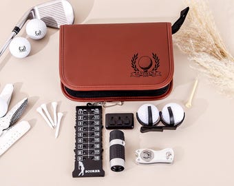 Custom Golf Gift Set for Him,Personalized Leather Golf Accessories,Engraved Gifts
