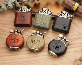 Engraved Wooden Lighter for Men,Personalized Groomsmen Gift,Wedding Gift,Unique Father’s Day Gift,Anniversary Gift for Men,Retro Collectible