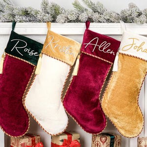 Personalized Velvet Christmas Stocking: Embroidered Holiday Stockings