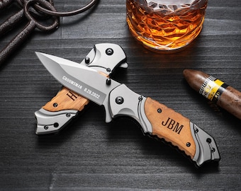 Engraved Groomsman Knife – Personalized Pocket Knife with Wood Handle, Groomsmen Gift,Wedding Party