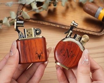 Personalized Engraved Lighter with Name,Groomsmen Gifts,Groomsmen Proposal,Anniversary Gift for Men,Unique Engraved Lighter,Wooden Gifts