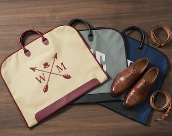 Personalized Groomsmen Suit Bag, Custom Name Garment Bag, Canvas Travel Suit Cover, Wedding Gift for Groomsmen, Best Man Gift