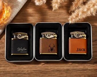 Personalized Leather Lighter for Men, Groomsmen Gift, Wedding & Father’s Day Gift
