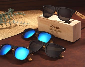 Personalized Walnut Wood Sunglasses: Groomsmen Gift, Custom Engraving