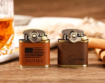 Engraved Leather Lighter for Men, Personalized Engraved Groomsmen Gift, Wedding & Father’s Day
