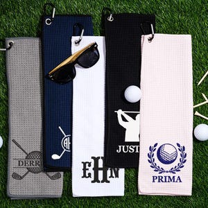 Serviette de golf personnalisée, serviette brodée personnalisée, cadeau de golf pour papa, garçons d'honneur, cadeau d'anniversaire, serviette de golf monogramme