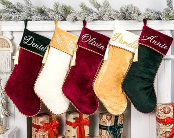 Personalized Velvet Christmas Stocking: Custom Monogram Name Stockings