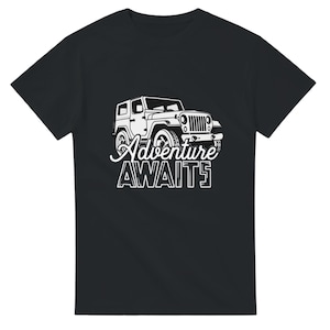 Adventure Awaits Off-Road Jeep T-Shirt – Outdoor 4x4 Enthusiast Graphic Tee for Road Trips, Camping, and Overlanding