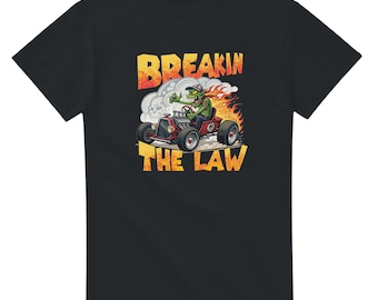 Breakin’ the Law Hot Rod Tee – Retro Rat Fink Style Tee | Gift For Men | Hot Rod Graphic Tshirt